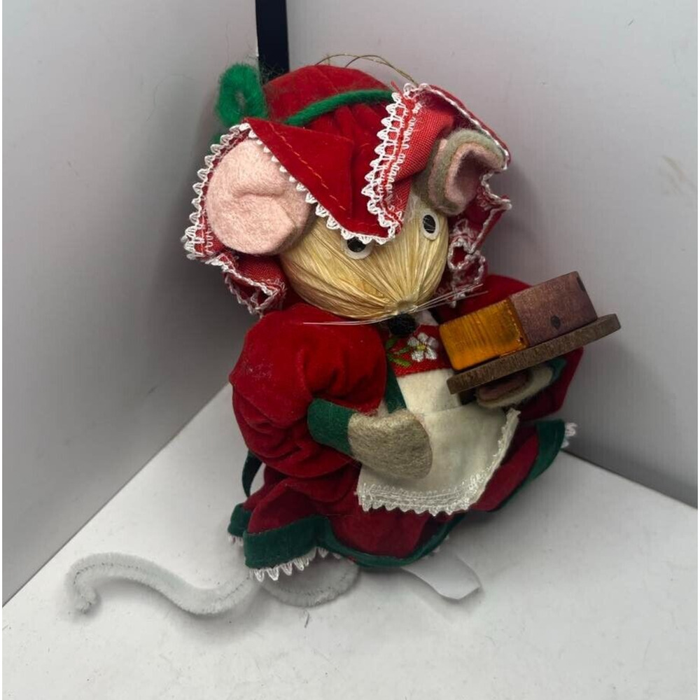 Kurt Adler 1984 Vintage Christmas Ornament Figurine Corn Husk Mouse